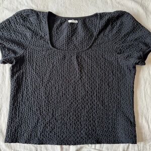 Maurices XXL Black Seersucker Smocked Top ShortSleeve Puff Texture Cotton Blouse
